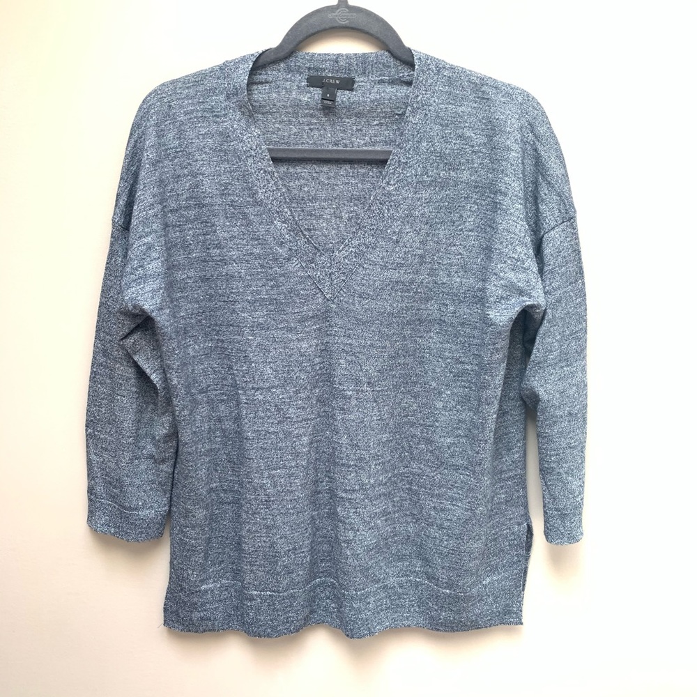 Sold- J. Crew Merino Wool Linen V Neck Sweater - Picture 3 of 7